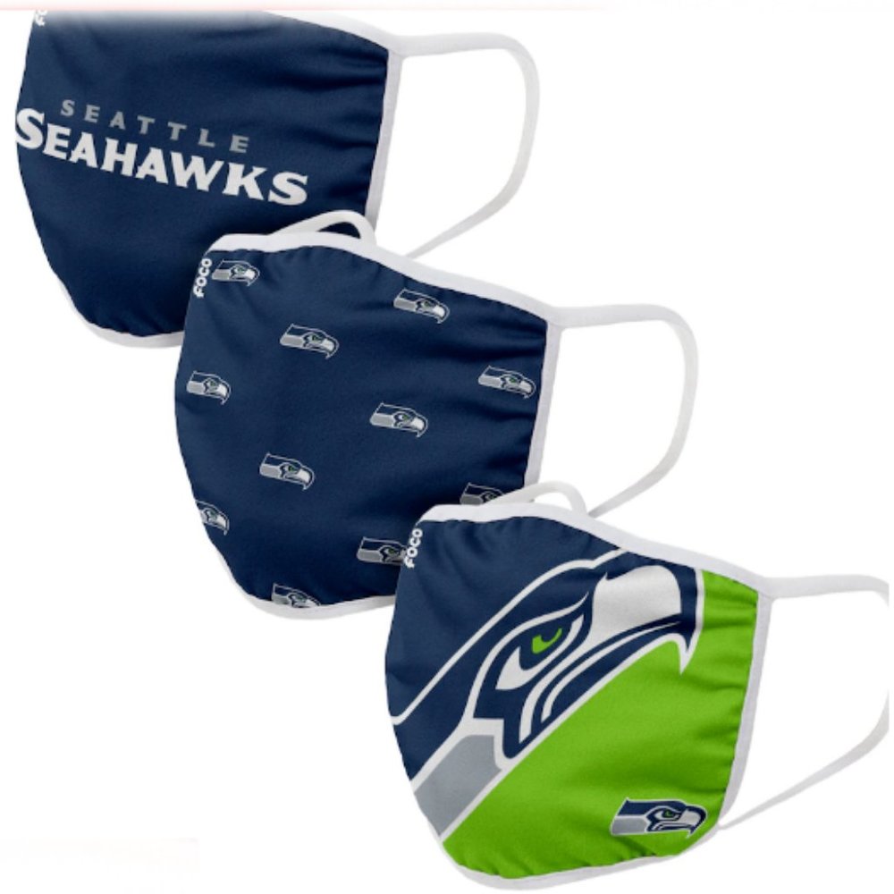 Seattle Seahawks FOCO Adult Face Covering 3-Pack